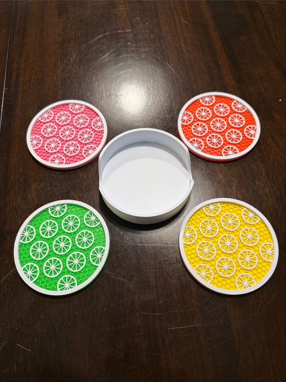Colorful Citrus Coasters Set - Pink, Orange, Green, Yellow